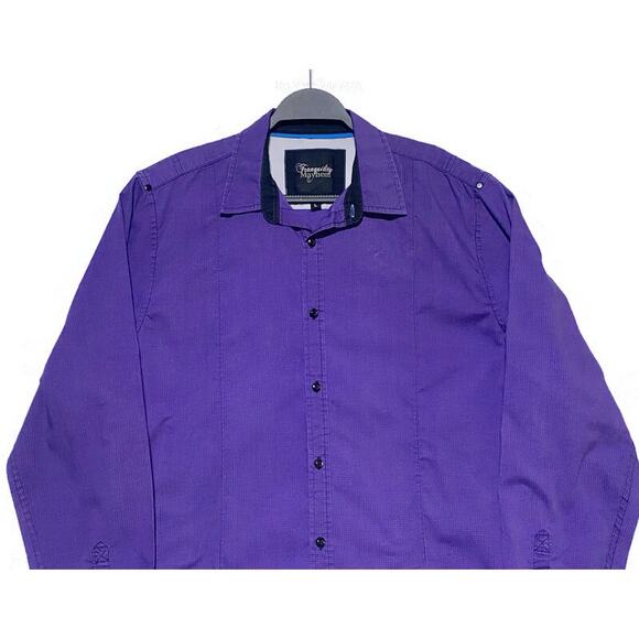 Tranquility Mayhem Dress Shirt Men's Size Large Purple Long Sleeve Button Up - Picture 4 of 7